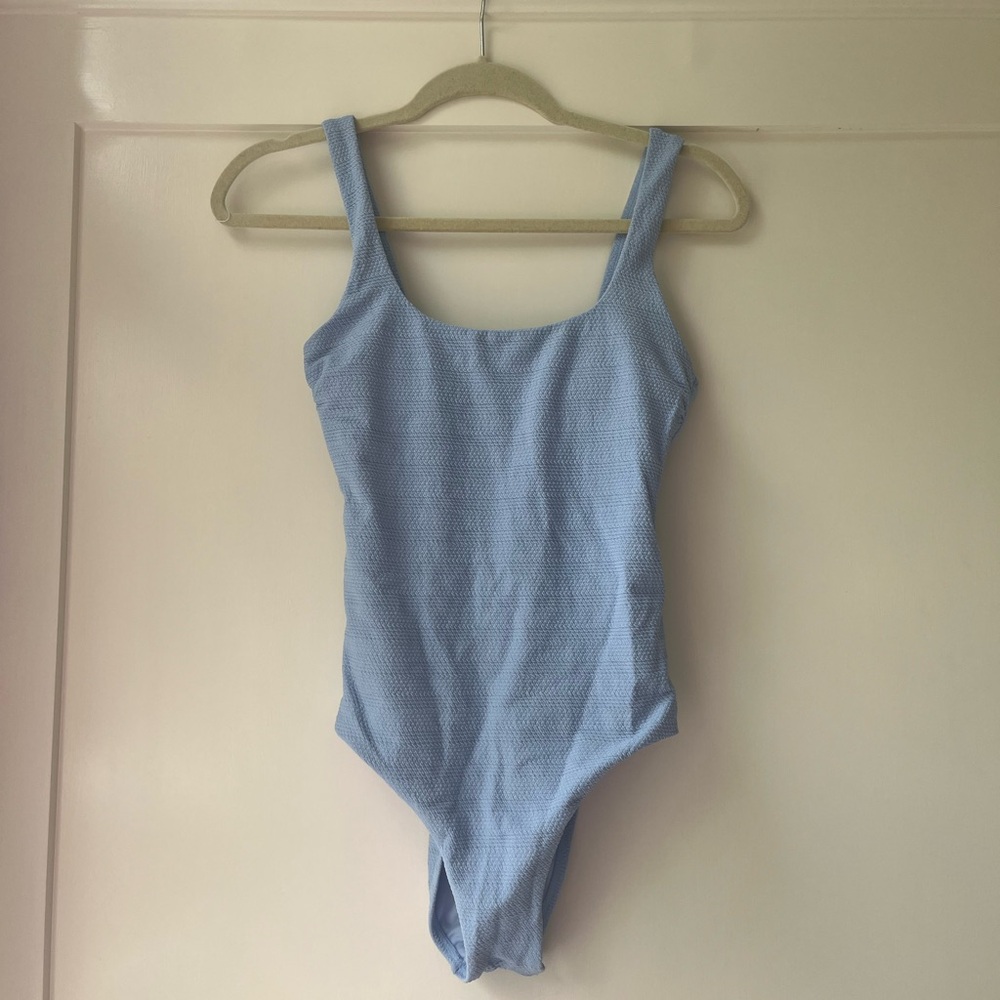 light blue one piece bathing suit